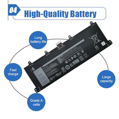 40Wh 9F4FN Laptop Battery Replacement for Dell Latitude 7320 Detachable Inspiron 14 3420 Series 09F4FN 2VKW9 8PK6G 7.6V 5000mAh