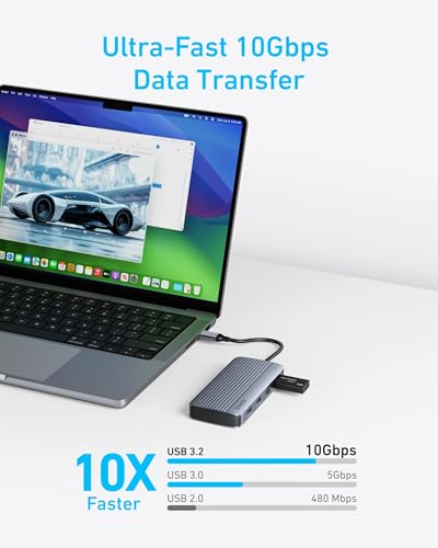 Anker 7-in-1 USB-C Hub, Dual Monitor USB C Docking Station, Dual HDMI Display, 85W Max Output, 10Gbps Data Transfers for Dell XPS, ThinkPad T14 Gen2 and More | 85W Max PD, 1 USB-A 10Gbps and 3 USB 2.0 Data Ports, Dual 4K HDMI, for Dell XPS, ThinkPad T14 G