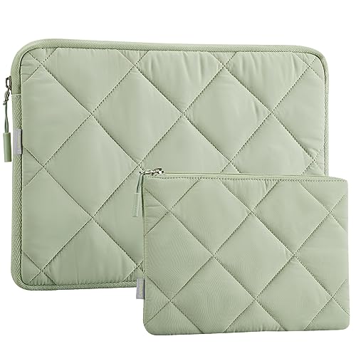 LANDICI Puffy Laptop Sleeve 15.6 Inch, Cute Laptop Case Compatible with MacBook Pro 16, 15.6-16 Inch Lenovo Acer Dell HP Asus, Slim Computer Bag with Accessories Pouch, Green - color: Mint Green, size: 15.6-16 Inch
