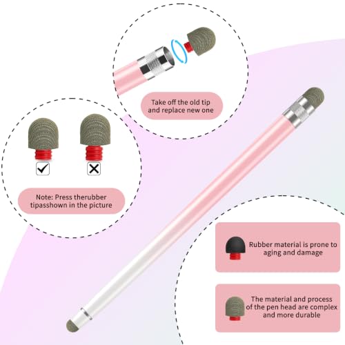 Bopomofo 10Pack Stylus Pen Replacement Fiber Mesh Tips | High Precision and High Sensitivity Stylus Replacement Tips - color: F-Metallic color