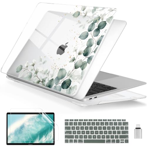 Batianda LumiArt Case for MacBook Air 13" M1 Chip, Greenery Leaves | Fits Model A2337/A2179/A1932, 2018-2020; 1.2mm Slim Lightweight Hard Shell Cover, Scratch Resistant,4-in-1 Accessories Bundle - color: Greenery Leaves