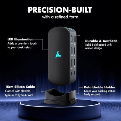 Type C 11 in 1 Wozoyo Docking Station, PD 100W, 2X4K@60Hz HDMI, 4K DisplayPort,2XUSB 5Gbps, 1 Gigabit Ethernet, SD/TF,AUX Port, Compatible Thunderbolt 4, macOS, Windows, Android & iOS - style: 11-in-1