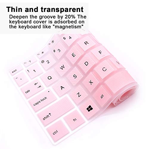 English Silicone Keyboard Cover for HP Envy x360 15.6''Series /2020 2019 Pavilion 15/Pavilion x360 15.6" Series/Envy 17 17.3" Series/Laptop 15t 17t 17-ca0011nr 17-by0040nr,Light Pink - color: Light Pink