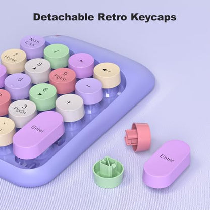 MOWUX Wireless Number Pads, Cute Colorful Numeric Keypad Numpad Portable 2.4 GHz Financial Accounting Number Keyboard Extensions, 18 Key Number Numpad for Laptop Desktop, PC (Purple) - color: Purple