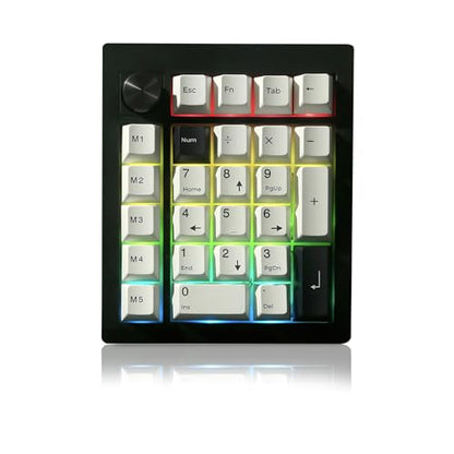 GMK26 Mechanical Numpad,VIA Programmable Hot Swappable Gasket Wired BT5.0/2.4G Wireless Number Pad with Knob PBT Keycaps 26 Keys Macro RGB Gaming Numeric Keypad for Laptop TKL Keyboard (Black) - color: Black
