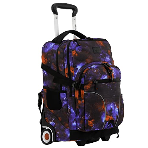 J World Lunar Rolling Backpack. Laptop Bag With Wheels. Wheeled Carry-On Travel Luggage, Galaxy, 19.5 x 13 x 8 Inches - color: Galaxy