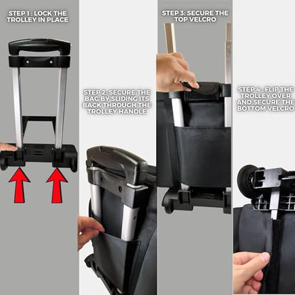 Rolling Teacher Tote Bag with wheels and Laptop Compartment, Wheeled Teacher Bag for Teaching, Detachable Trolley, Office, Craft, Black