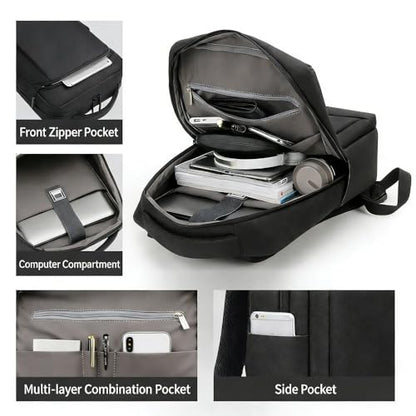 LINGYUE Waterproof Business Laptop Backpack With USB Charging Port, Durable Travel For Men & Women, Anti-Scratch Computer Bag Fits 15.6 Inch Notebook For Work, School(Dark Gray,Air Cushion)