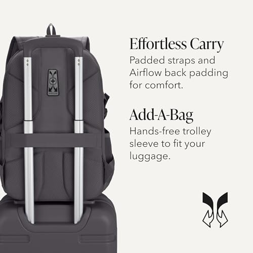 SwissGear 1900 Mini ScanSmart 16-Inch Backpack, Fits Up to 13-Inch Laptop, RFID Protection & ScanSmart TSA-Friendly Compartment, Charcoal - color: Charcoal