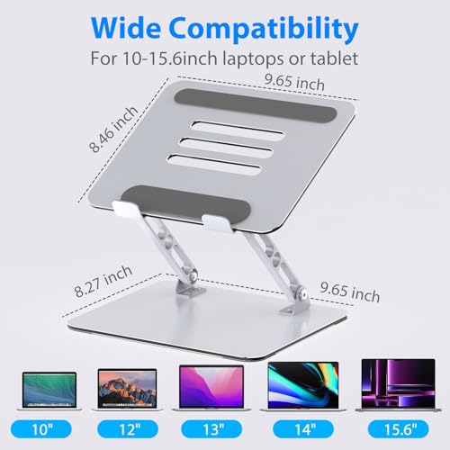 Laptop Stand for Desk, Adjustable Laptop Riser Holder | Metal Foldable Computer Stand Portable Notebook Mount, Ventilated Cooling Tablet Stand Compatible with 10-15.6” Laptops