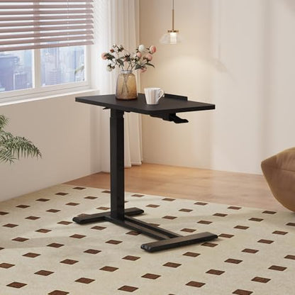 32''Pneumatic Overbed 90°Tilting Bedside Table,Small Standing Desk | 31.5" W x 17.7" D, Black Rolling Bedside Table,Hospital BedTable,Medical Bedside Table,Overbed Table with Wheels,Mobile Desk - color: Black, size: 3218