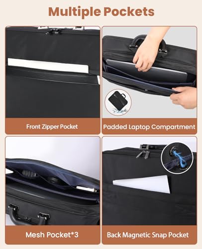 Jetviivid Laptop Briefcase for Men, 15.6-16 inch Lightweight Attache Case | 120° Opening Design,Professional Business Work Bag Computer Carrying Case