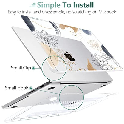 TWOLSKOO Compatible with MacBook Pro 16 inch Case M4 A3403 A3186 M3 A2991 M2 A2780 M1 A2485 (2024-2021) Pro/Max Chip, Plastic Hard Shell & Keyboard Cover & Trackpad Film, Florals X450 - color: Florals X450