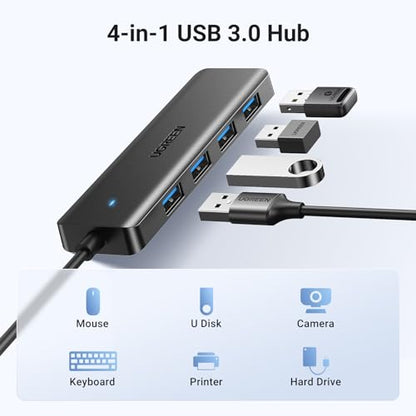 UGREEN USB 3.0 Hub, 4 Ports USB A Splitter Ultra-Slim USB Expander for Mouse, Keyboard, Flash Drive, U Disk, Printer Compatible with Laptop, Desktop PC, Xbox, PS5, and More 0.5FT - size: ['0.5 feet'], style: USB-A