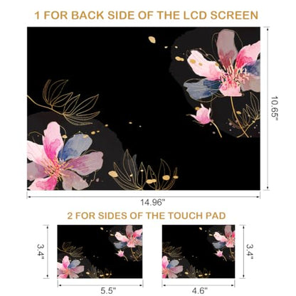 DINKY Laptop Skin Sticker Decal 15.6" 15.4" 12" 13" 13.3" 14" 15 inch Laptop Universal Vinyl Skin Stickers Cover Art Decal Notebook PC Personalized Protector, Black Painted Flower - color: Black Painted Flower