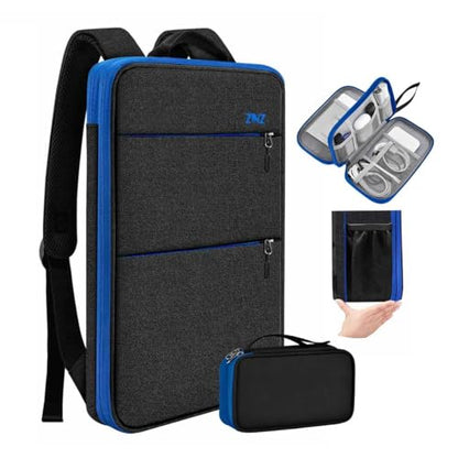 Travel Laptop Backpack with Small Case for 15-16 inch Notebooks, Slim & Expandable Computer Bag for College Business Commute for Men and Women,Black-Blue - color: Black-blue