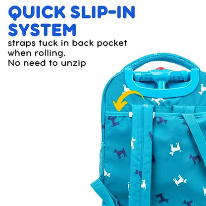 J World Sunny Rolling Backpack for Kids. Roller Bag With Wheels, Puppy - color: Blue