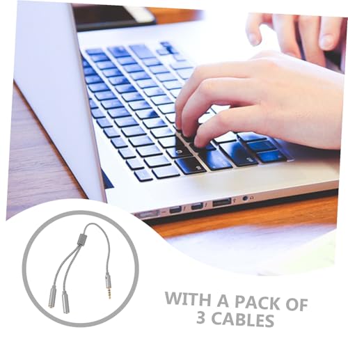 3.5mm Headphone and Microphone Splitter Cable 3pcs Audio Extension Adapter for Headsets Compatible Laptops and Mobile Devices Dual Jack Design for Sound