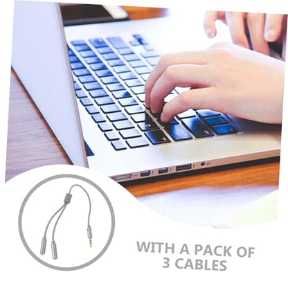 3.5mm Headphone and Microphone Splitter Cable 3pcs Audio Extension Adapter for Headsets Compatible Laptops and Mobile Devices Dual Jack Design for Sound