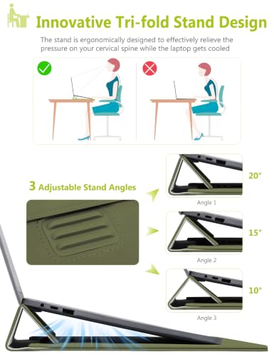 HYZUO 13 Inch Laptop Case Sleeve Bag with Adjustable Stand, Olive Green | for MacBook Air 13 M5 A3449 M4 M3 M2 M1 2026-2018, 13" MacBook Neo 2026, MacBook Pro 13 M2 M1 2026-2016, Surface Pro, XPS 13 - color: Olive Green, size: 13 Inch