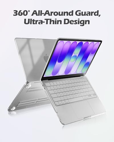 ProCase Clear Case for MacBook Neo 13 Inch 2026 Model A3404, Ultra-Thin Hard Shell Protective Laptop Cover with Keyboard Cover & 50 Coffee Stickers - color: Clear Case + Coffee Stickers