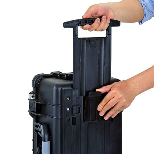 MEIJIA All Weather Rolling Waterproof Protective Case, Hard Camera Case,Dry Case with Retractable Pull Handle and Wheels,Foam Inserted, Elegant Black,22 x13.81x9inches - color: Black