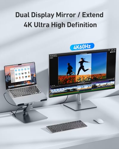 BENFEI Laptop Stand with USB C 7in1 Docking Station,HDMI 4K@60Hz,1*SD 1*Micro SD,100W Power Delivery,10Gbps 1*USB C 3.2 and 2*USB A 3.2 Compatible with MacBook Pro/Air, iPad Pro, XPS, Thinkpad - size: 7-in-1 stand