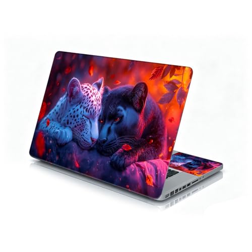 Universal Laptop Skin Sticker Decal, 12"-15.6" Aesthetic Vinyl Wrap, Leopard Panther Couple Waterproof Notebook Cover Art Protector for MacBook HP Dell Lenovo, Fits 13" 14" 15" 15.6" - color: Leopard Panther Couple
