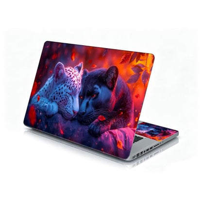 Universal Laptop Skin Sticker Decal, 12"-15.6" Aesthetic Vinyl Wrap, Leopard Panther Couple Waterproof Notebook Cover Art Protector for MacBook HP Dell Lenovo, Fits 13" 14" 15" 15.6" - color: Leopard Panther Couple