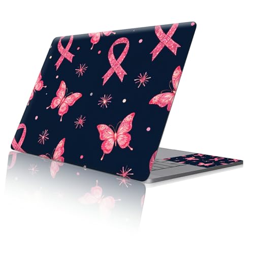 Reusable Universal Laptop Skin Sticker, Cut to Fit for 11.6–15.6 Inch Laptops, Waterproof Protective Film, No-Residue - Pink Ribbon Butterflies - color: Pink Ribbon Butterflies