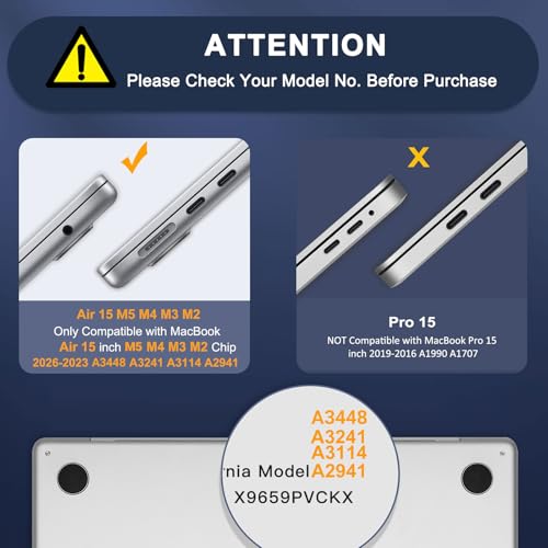 MOSISO Compatible with MacBook Air 15 inch Case M5 2026 M4 M3 M2 2025-2023 | A3448 A3241 A3114 A2941, Scratch-Resistant Protective Hard Shell Case&Keyboard Cover&ScreenFilm&Pouch, Crystal Midnight - color: Crystal Midnight