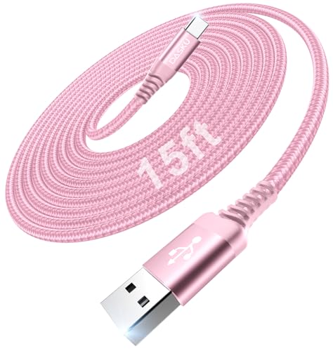 Long USB C Cable [15FT 1Pack], USB to USB C Cable 3A Fast Charging, USBA to | USBC Cable Nylon Braided Durable USB to C Cable for iPhone 17 16 15 Pro Max/16e, Galaxy S25 S24 S23 S22 Plus and More-Pink - color: Pink, size: 15FT 1Pack, style: USB A to USB C