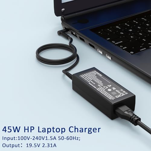 Replacement for HP Laptop Charger 45W;Compatible with HP Stream Pavilion Laptop Computer Blue Tip Power Adapter