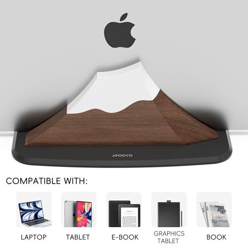 AFOOYO Vertical Dual Laptop Stand - Snow Peak-Shaped Walnut Adjustable Laptop Holder,2 Slots Desktop Dock Compatible with All MacBook, Surface,Chromebook,Dell & More(Walnut) - color: Walnut, size: Dual