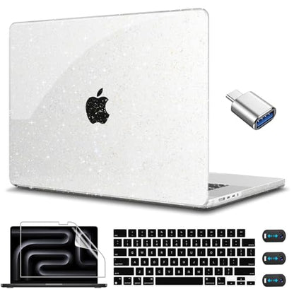 CISSOOK Clear Glitter Star Case for MacBook Pro 14 Inch 2026-2021 Release Model A3434 A3427 A3426 A3112 A3401 A3185 A2992 A2918 A2779 A2442, Sparkly Hard Shell Case Set for MacBook Pro 14 M1-M5 - color: Pro14inch-Clear Glitter