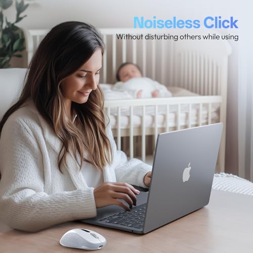 XBG B15Pro Tri-Mode Wireless Bluetooth Mouse with LED Display for Laptop | Bluetooth 5.0/4.0 & 2.4G, 2400 DPI, 500mAh Type-C Rechargeable, Ergonomic Silent Click, Multi-Device for PC Tablet Office - style: B15 Pro-White