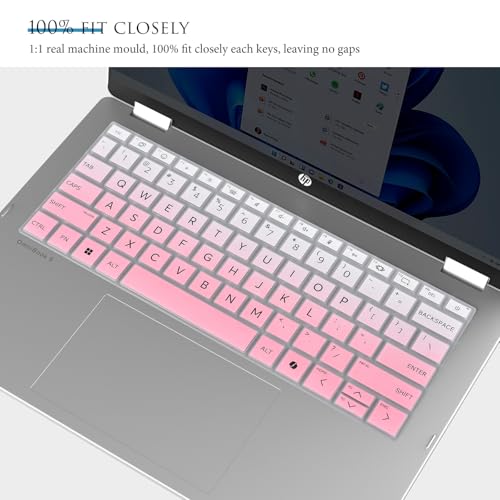 Keyboard Cover Skin for 14" HP OmniBook Laptop 14-fe0097nr / OmniBook 5 AI PC 14-he0099nr 14-he0017nr / OmniBook 5 Flip 14-fp0000 14-fp0057nr(Not for OmniBook X Flip 14-fm 14-fk 16-ar)-Gradual Pink - color: Gradual Pink