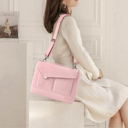 DOMISO 17-17.3 Inch Laptop Sleeve Bag Business Briefcase Messenger Bag Compatible with 17.3" Dell Computer/ProBook 470/MSI GS73VR Stealth PRO/Dell/Lenovo/Acer/ASUS,Pink - color: Pink, size: 17 - 17.3 Inch