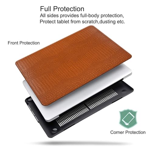 DTangLsm for Crocodile MacBook Air 15 inch Case 2026 2025-2023 M5 M4 M3 M2 | Model A3448 A3241 A3114 A2941, Crocodile Skin Alligator Textured Leather Hard Shell Mac Air 15 Case & Keyboard Cover, Brown - color: Crocodile Brown