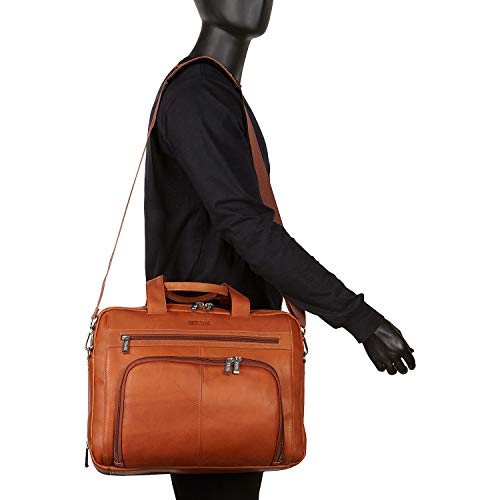 Kenneth Cole REACTION ‘Out of the Bag' Manhattan Colombian Leather 15.6" Laptop Briefcase Travel Business Case Bag - color: Cognac