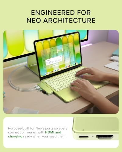 Satechi USB-C Snap Hub for MacBook Neo, 6-in-2 Flush Dual-Connector Hub with 4K/60Hz HDMI, 45W Pass-Through Charging, SD & microSD Card Readers, USB-A & USB-C 5Gbps Data, Citrus - color: Citrus