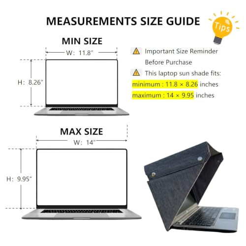 Foldable Laptop Sun Shade & Privacy Shield Hood 14" 15" 16" Working Outside | anti glare screen protector privacy shade laptop tent portable and foldable for outdoor/travel Gray MacBook, HP, Surface