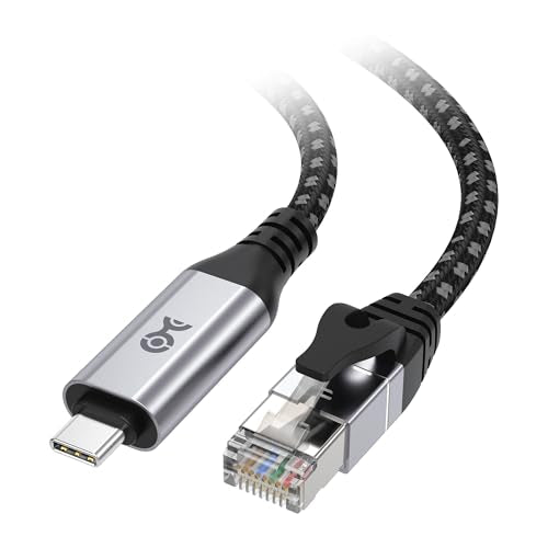 Cable Matters Plug & Play Braided USB C to Ethernet Cable, 3ft | Gigabit Ethernet, Thunderbolt 4/5 Compatible, Works with MacBook, iPad Pro, XPS, and Surface Pro - size: 3 Feet