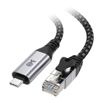 Cable Matters Plug & Play Braided USB C to Ethernet Cable, 6ft | Gigabit Ethernet, Thunderbolt 4/5 Compatible, Works with MacBook, iPad Pro, XPS, and Surface Pro - size: 6 Feet