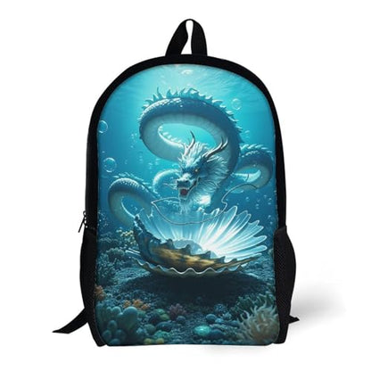 17-Inch Laptop Backpack Water-Resistant The Dragon King Daypack with Shoulder Strap Lightweight Casual Rucksack for Travel Commuter Hiking Outdoor Activities 20l Black