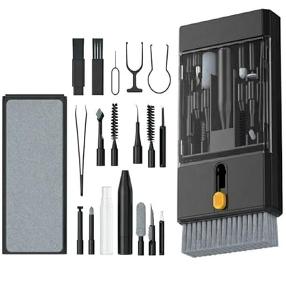 22 in 1 Precision Cleaning Kit – Professional Electronic Device Cleaning Tools for Phone, airPods Headset, Keyboards, Cameras, Laptop & More (Black) - color: black