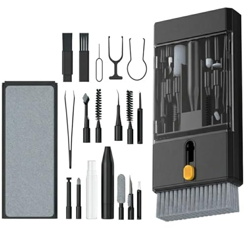22 in 1 Precision Cleaning Kit – Professional Electronic Device Cleaning Tools for Phone, airPods Headset, Keyboards, Cameras, Laptop & More (Black) - color: black