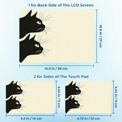 Reusable Universal Laptop Skin Sticker, Cut to Fit for 11.6–15.6 Inch Laptops, Waterproof Protective Film, No-Residue - Black Cats Peek - color: Black Cats Peek