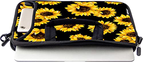 14 15 15.4 15.6 inch Laptop Shoulder Bag Messenger Bag Notebook Handle Sleeve Neoprene Carrying Case with Accessories Pocket (14-15.6 inch, Sunflowers) - color: Sunflowers, size: 14-15.6 inch