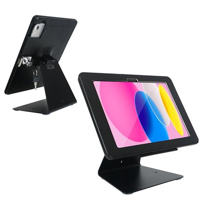 Desktop Anti-Theft Security Stand Holder for 2025 iPad 11" (A16) 11th/ 2022 iPad 10.9" 10th Gen.,with Lock and Key,Flip &360°Rotating Horizontal or Vertical Design(Black)
